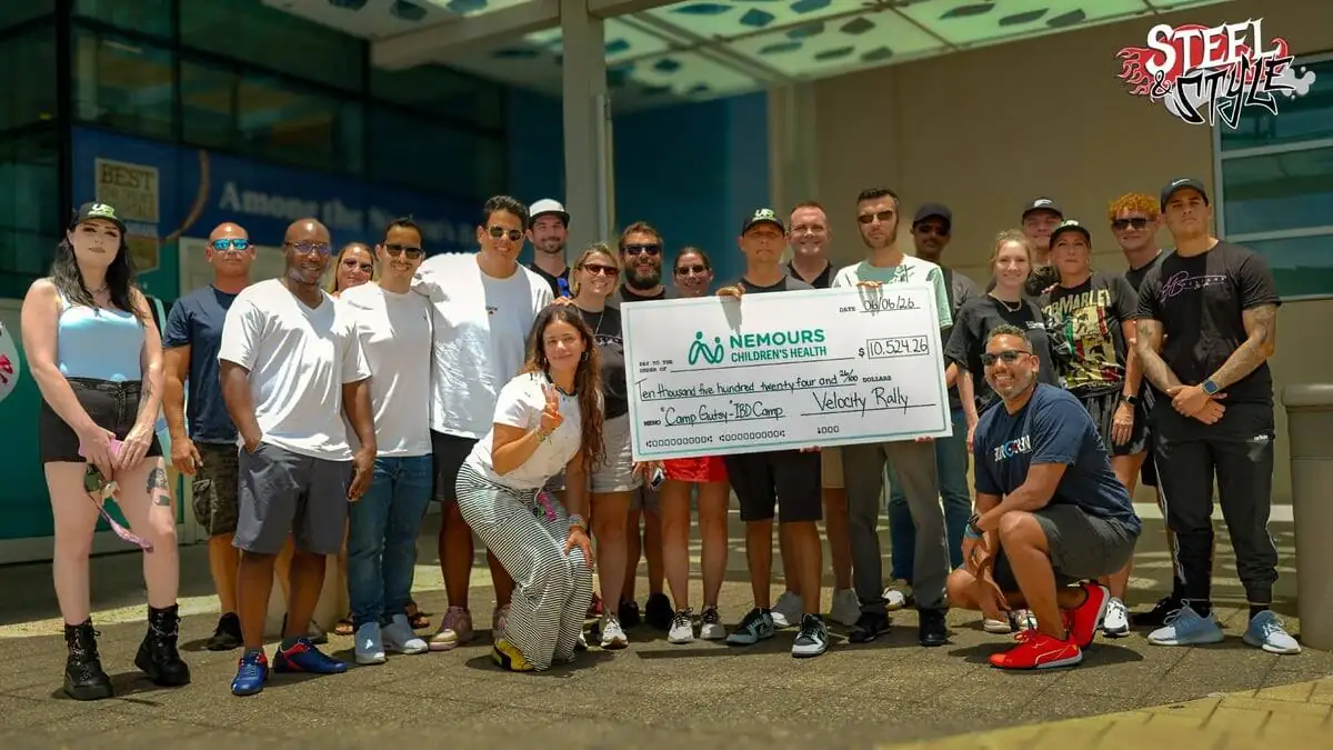 Crew presenting the Nemours donation check