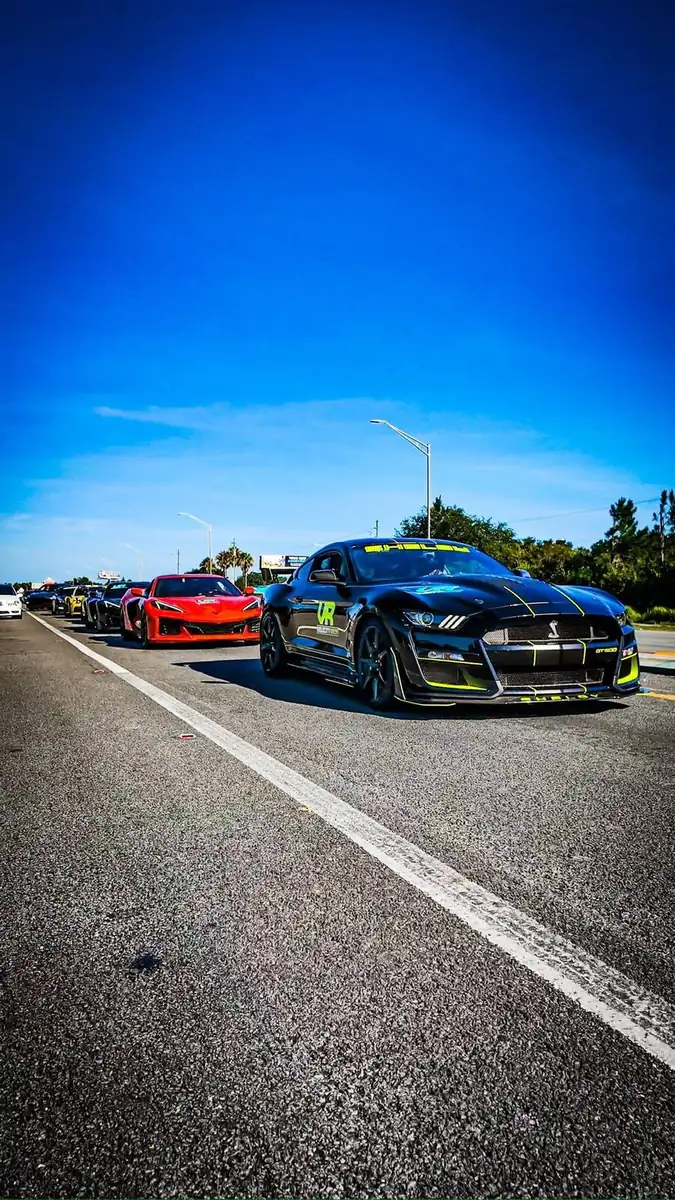 Convoy running the highway at speed